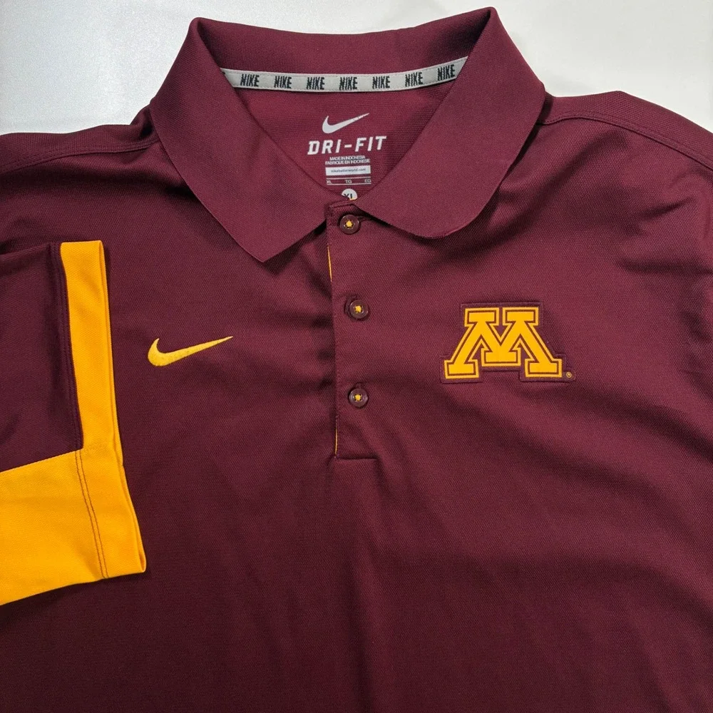 Minnesota Golden Gophers Nike Polo Shirt XL Maroon Dri-FIT Short Sleeve